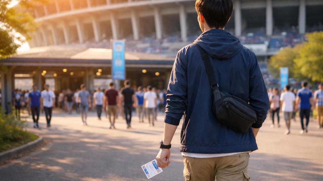 夏・春秋・冬のメンズ観戦コーデを3分割で見せる比較ビジュアル