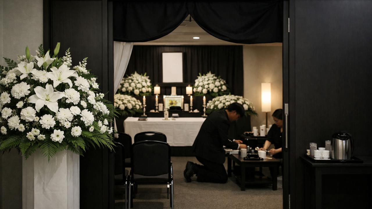 通夜準備をテーマにした実写風ビジュアル